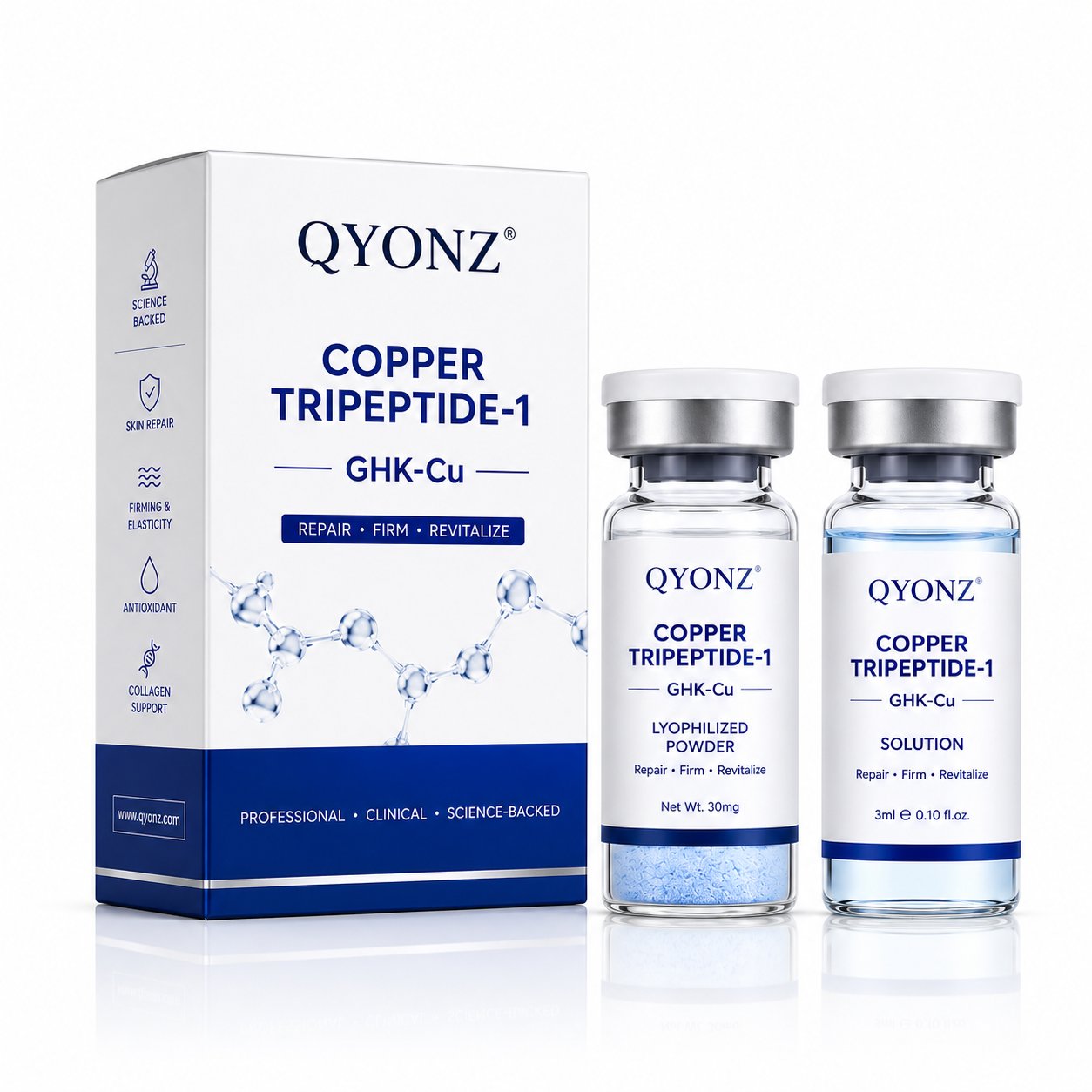 product-image-1779436329060 QYONZ Copper Tripeptide-1 GHK-Cu Lyophilized Powder & Solution Set - Image 1